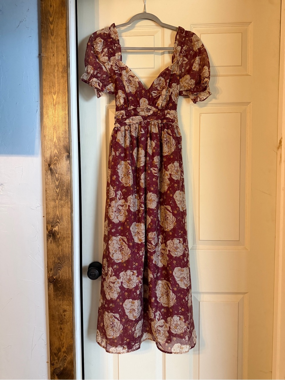 Floral V-Neck Dress in Burgundy